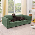 55" Dog Sofa for Medium to Large Dogs, Button Tufted Dog Couch Bed with Backrest and Armrests, Durable Memory Foam Pet Bed, Removable Cushion for Medium and Large Dogs, Green