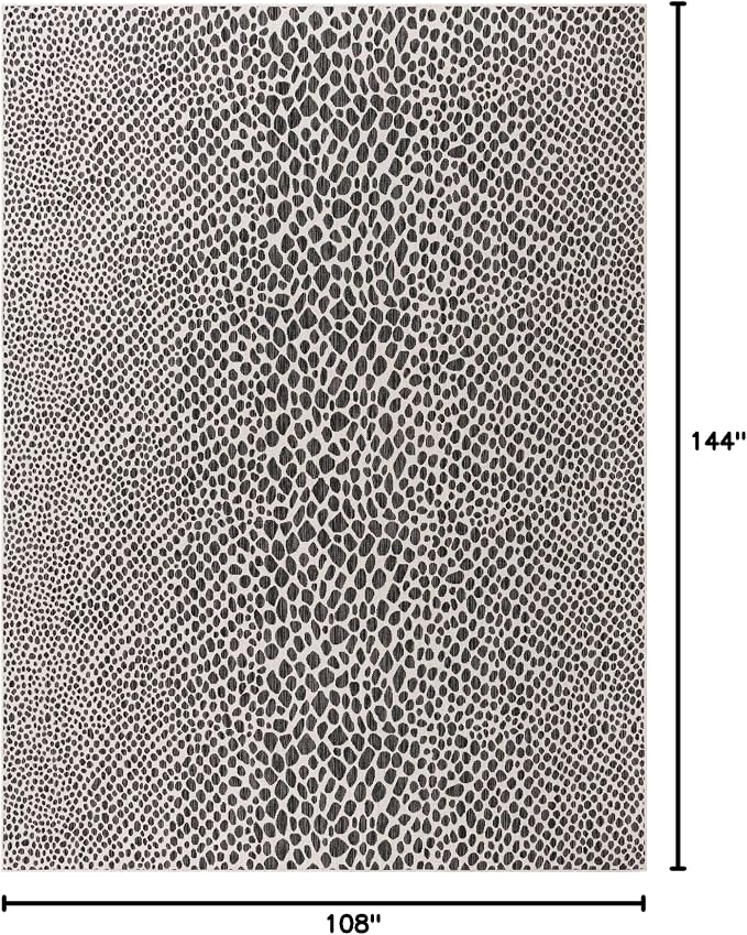 Unique Loom Outdoor Collection Area Rug - Cape Town (9' x 12' Rectangle, Black/ Ivory)