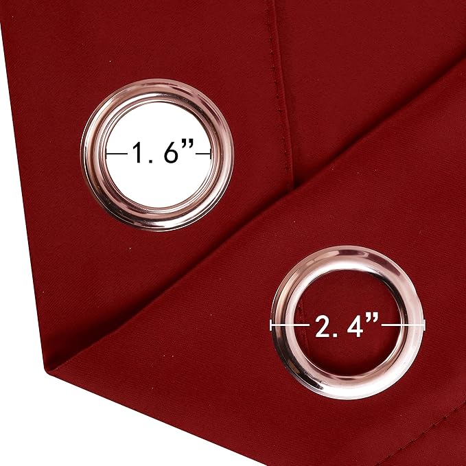 LEMOMO Red Blackout Curtains/52 x 63 Inch/Set of 2 Panels Room Darkening Curtains Thermal Insulated Living Room Curtains