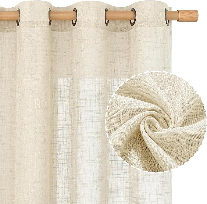 LAMIT Linen Semi Sheer Curtains 72 Inches Long - Image 2