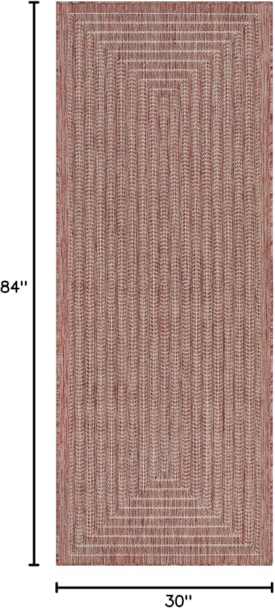 Adiva Rugs Outdoor Indoor Area Rug, Weather Resistant, Easy to Clean, Stain Resistant Floor Mat for Dining Room, Backyard, Deck, Patio (Copper Weiss, 2'6" x 7')