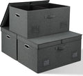 Graciadeco 75 Quarts Extra Large Decorative Storage Bins with Lids, 3 Packs Dark Gray Collapsible Storage Bins with Lids, Stackable Storage Bins Decorative Box Storage With Lid Extra Large | 75 Quarts 3 Pack Dark Gray Collapsible Stackable Linen Fabric...