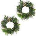 Sweet Anne Eucalyptus Wreath Set - Two 22-Inch Artificial Spring, Summer, or Fall Wreaths for Home Decor - Indoor Decor by Pure Garden