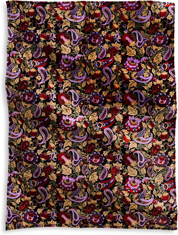 Vera Bradley Women's Fleece Oversized Throw Blanket, Midnight Garden Paisley