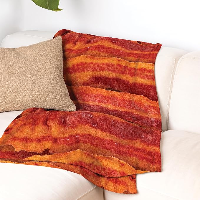 WHAT DO YOU MEME? Cozy Concepts Co. Bacon Comfort Blanket by Relatable - Cozy Throw for Room Decor, Everyday Lounging or Funny Gag Gifts for Teens - Includes 1 Giant 60" Bacon Blanket