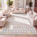 JONATHAN Y Boho Vintage Diamond Ivory/Multi Indoor Area Rug 5X8 ft, Moroccan Hype for Living Room, Bedroom, Kitchen, Office, Easy-Cleaning, High Traffic, Pet-Friendly, Non-Shedding (MOH101E-5)