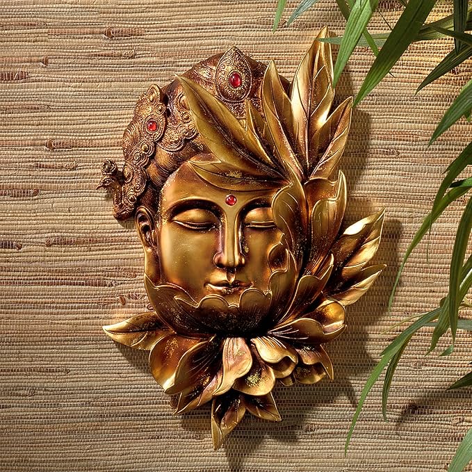 Design Toscano Enlightened Deities Wall Sculptures: Guan Yin, 12 Inch, Gold
