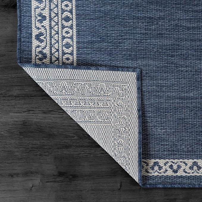 CAMILSON Outdoor Rug 10x14 Medallion Blue Modern Large Area Rugs for Indoor and Outdoor Patios Kitchen and Hallway Mats Washable Porch Deck Outside Carpet (Medallion Blue 10 x 14)