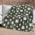 Lucky Brand 50" x 70" Plush Throw Blanket, Clover Green Blanket for Sofa or Bed