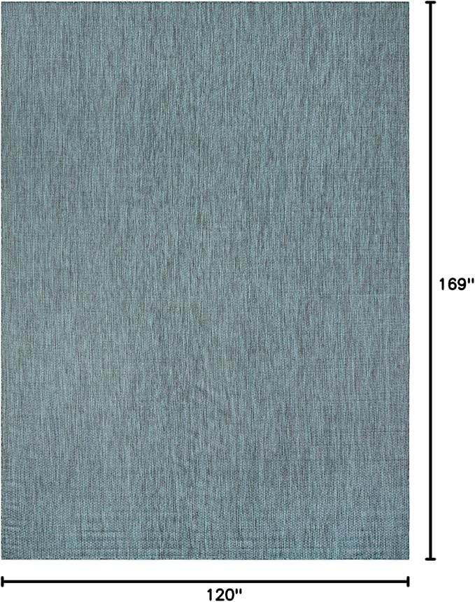 Unique Loom Outdoor Solid Collection Area Rug (10' x 14' 1" Rectangle Teal/Navy Blue)