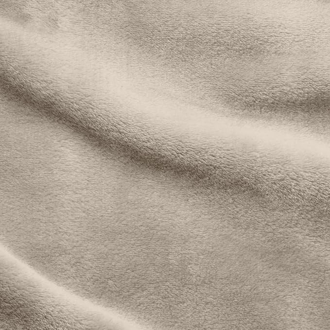 Elegant Comfort Luxury Velvety Softness Fuzzy Plush Micro-Velour Ultra-Soft Blanket, Full/Queen, Cream-Beige