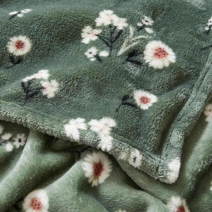 Lucky Brand Daisy Green Floral 66"X90" Cozy Plush Blanket - Premium Microfiber Throw for Luxurious Comfort and Style Twin/Twin XL Size