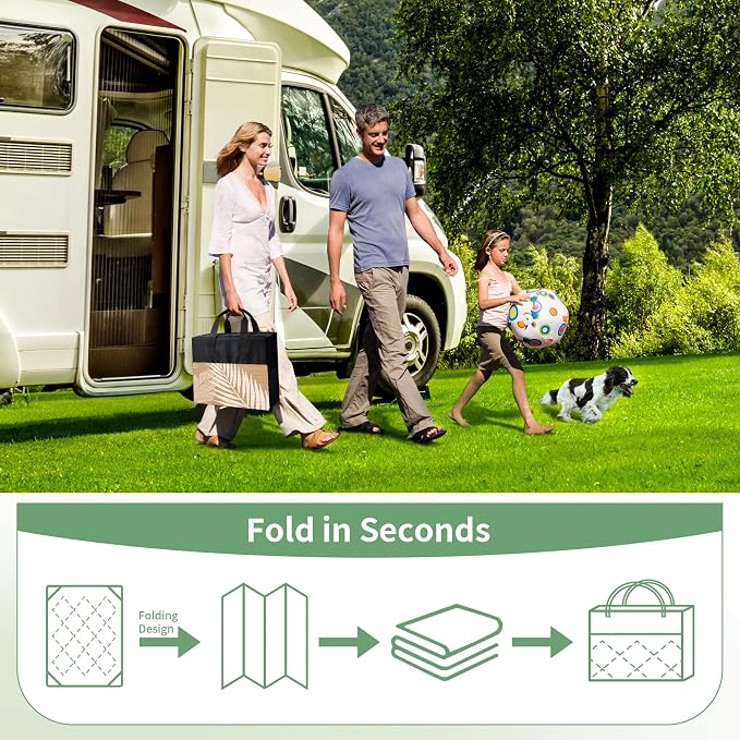 GENIMO Outdoor Rug, Waterproof Plastic Rugs for Patio, 8'x10' Brown Beige | Outside Larger Leaf Carpet Mat for Porch Decor, Deck, Balcony, Camping, RV, Backyard, Picnic, Beach, Reversible, Foldable