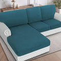 H.VERSAILTEX Sectional Couch Covers 3 Pieces Sofa Seat Cushion Covers L Shape Separate Cushion Couch Chaise Cover for Both Left/Right Sectional Couch (Seat Only: 1 Chaise + 2 Sofa, Deep Teal)
