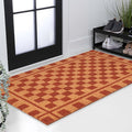 JONATHAN Y Natural Coir Indoor/Outdoor Area Rug 3X4 Natural/Red, Peater Classic Casual Commerical Doormat Ideal for Door Entrance, Patio, Porch, Backyard, Garages NRF109A-34