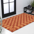 JONATHAN Y Natural Coir Indoor/Outdoor Runner Rug 3X6 Natural/Red, Peater Classic Casual Commerical Doormat Ideal for Door Entrance, Patio, Porch, Backyard, Garages NRF109A-36
