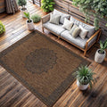 CAMILSON Outdoor Rug 9x12 Medallion Gold Modern Large Area Rugs for Indoor and Outdoor Patios Kitchen and Hallway Mats Washable Porch Deck Outside Carpet (Medallion Gold 9 x 12)