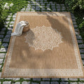 CAMILSON Outdoor Rug 6x9 Medallion Natural Modern Area Rugs for Indoor and Outdoor Patios Kitchen and Hallway Mats Washable Porch Deck Outside Carpet (Medallion Natural 6 x 9)