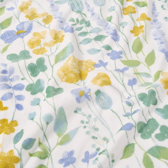 Oversized Plush Throw Blanket 60" x 70", Talia Floral Chambray Blue