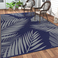 GENIMO Outdoor Rug, Waterproof Plastic Rugs for Patio, 6'x9' Blue Grey | Outside Larger Leaf Carpet Mat for Porch Decor, Deck, Balcony, Camping, RV, Backyard, Picnic, Beach, Reversible, Foldable