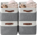 DECOMOMO Storage Bins, Large Fabric Storage Baskets for Shelves 4 Pack | 15 x 11 x 9.5 inches Decorative Linen Closet Organizers (Slate Grey & White)