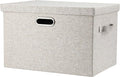 Graciadeco Large 17 36 Quart Collapsible Stackable Storage Bins with Lids, 1 Pack Beige Foldable Fabric Closet Storage Boxes with Lids, 4 Handles Toy Heavyduty Dark Gray Linen Storage Cube Box | 36 Quart 1 Pack Beige Collapsible Stackable Linen Fabric ...