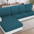 H.VERSAILTEX Sectional Couch Covers 4 Pieces Sofa Seat Cushion Covers L Shape Separate Cushion Couch Chaise Cover for Both Left/Right Sectional Couch (Seat Only: 1 Chaise + 3 Sofa, Deep Teal)