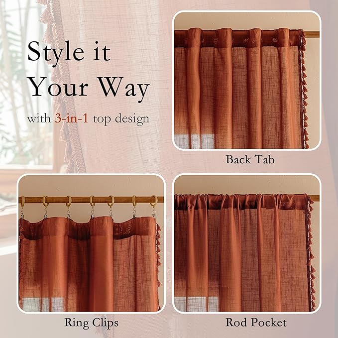 MYSKY HOME Boho Country Room Decor Long Curtains - Image 3