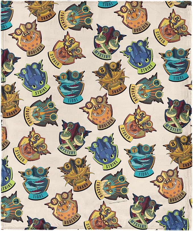 Northwest How to Train Your Dragon Dragon Badges Silk Touch Throw Blanket 60x80 inches