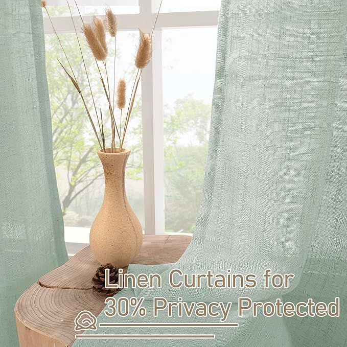 LAMIT Light Sage Linen Curtains 84 inch Length 2 Panels Set, Linen Textured - Image 5
