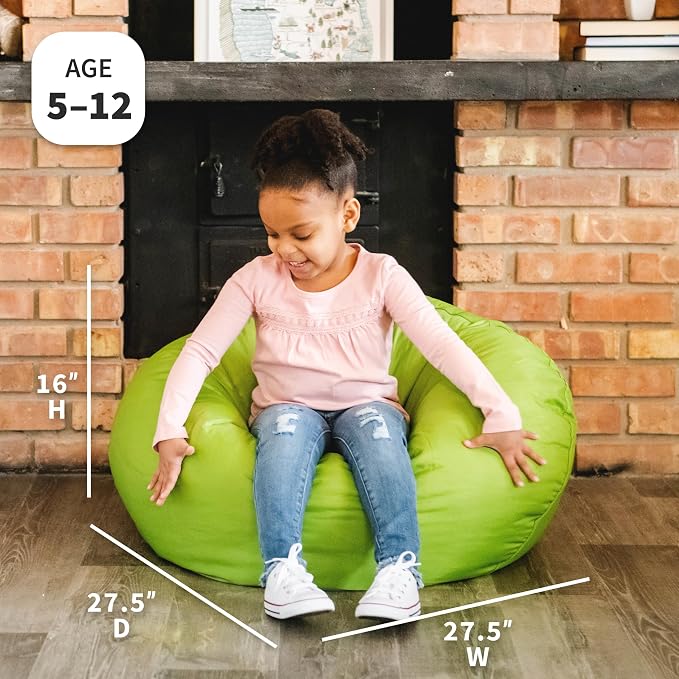 Big Joe Classic Bean Bag Chair for Kids Bedroom and Reading Nook, Easy-Clean Spicy Lime, Durable Nylon Polyester Blend, 2 feet Refillable | 2 feet, Smartmax Fabric, Polystyrene Bean Filled, Refillable, Nylon Polyester, Safe for Kids Ages 3+, Supports U...