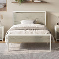 Allewie Twin Size Bed Frame, Heavy Duty 12 Metal Slats Support, White | Wooden Headboard and Footboard, Modern Platform Bed, No Box Spring Needed, Under-Bed Storage, Noise Free, Easy Assembly