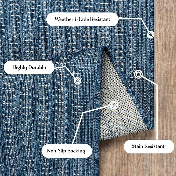 Adiva Rugs Outdoor Indoor Area Rug, Weather Resistant, Easy to Clean, Stain Resistant Floor Mat for Dining Room, Backyard, Deck, Patio (Azure Denim Blue, 2' x 3')