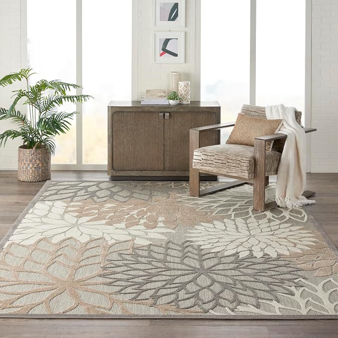 Nourison Home Aloha Natural 9'6" x 13' Area Rug - Easy Clean, Non Shedding, Bed Room, Living Room, Dining Room, Kitchen (10' x 13')