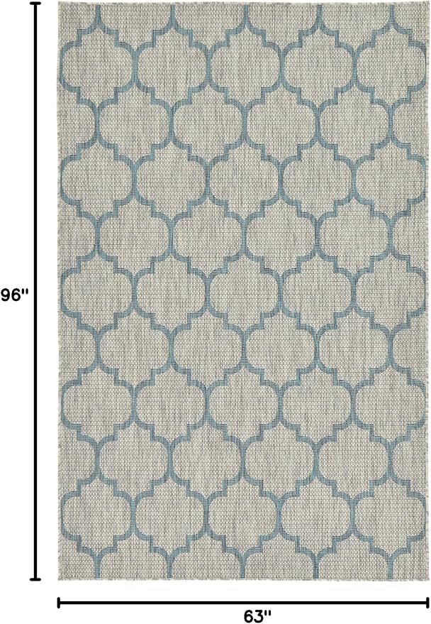 Unique Loom Outdoor Trellis Collection Area Rug (5' 3" x 8' Rectangle, Gray/ Ivory)