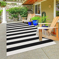 Black and White Striped Rug 4x6 Cotton Woven Farmhouse Indoor Outdoor Area Rug Washable Front Porch Decor Carpet for Living Room Bedroom Dining Room Patio