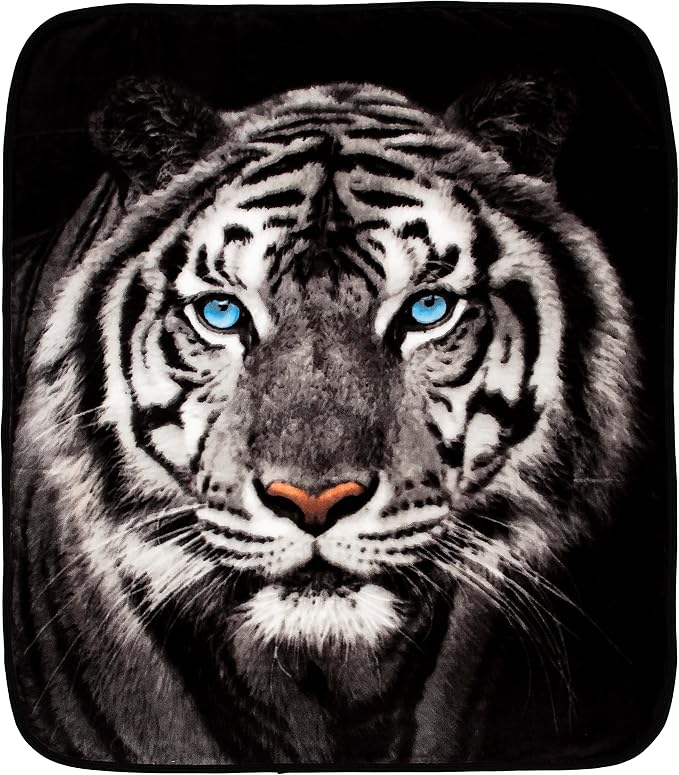 Northwest Wild Heritage Raschel Throw Blanket, 50" x 60", White Tiger