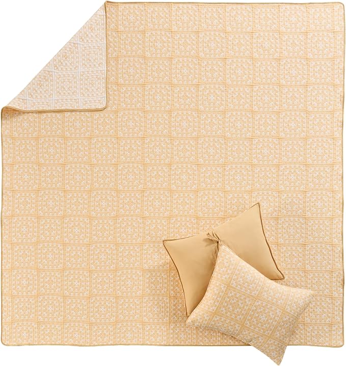 Greenland Home Fashions Granny Squares Vintage Matelassé Collection Coverlet Set, 3-Piece King/Cal King