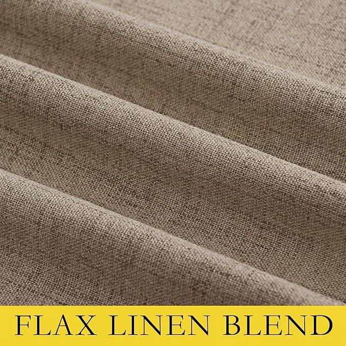 NICETOWN Burlap Vintage Open Linen Weave Flax Thermal Curtains, 100% Blackout Curtains 95" Long for Dining Room, Soundproof Window Treatment Drapes for Home Office, 62" Wide Per Panel, Set of 2