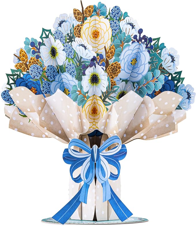 HugePop Flower Bouquet Pop Up Cards 2 Pack - Includes 1 Magical Flower Bouquet and 1 Spring Flower Bouquet, Gift For Mothers Day, Birthday, Valentines Day, All Occasions - Jumbo 10" x 14" Card