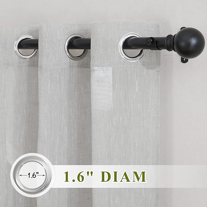 NICETOWN Semi Sheer Grey Curtains 84 inches Long, Grommet Linen Weave Semi - Image 2