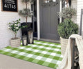 Green and White Outdoor Rug 3'X 5' Buffalo Checked Porch Rug Cotton Woven Machine Washable Layering Door Mat for Welcome Door Mat Porch Entryway Bedroom Living Room