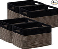 4 Pack Storage Baskets for Organizing, Woven Baskets for Shelves, Black&Brown