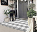 Grey and White Outdoor Rug 3'x 5' Fall Checkered Porch Rug Cotton Woven Washable Layering Door Mats for Welcome Door Mat Porch Entryway Bedroom Living Room
