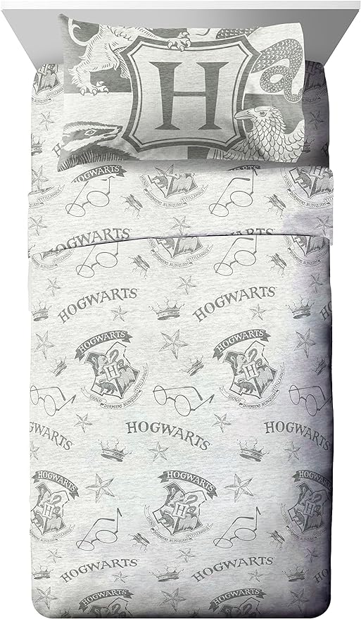 Jay Franco Harry Potter Spellbound 5 Piece Full Bed Set - Includes Reversible Comforter & Sheet Set - Bedding Features Hogwarts Logo - Super Soft Polyester (Official Harry Potter Product) | Hogwarts, Bed in a Bag, Comforter Sheets Pillowcases, Official...