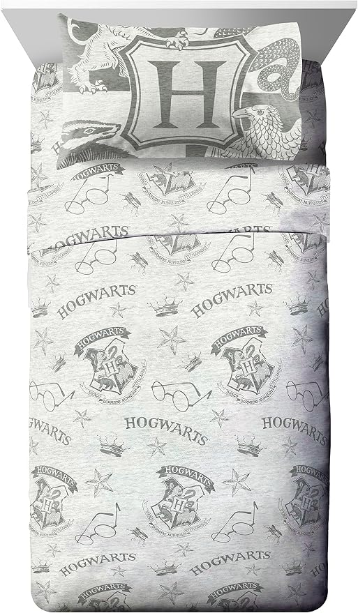 Jay Franco Harry Potter Spellbound 4 Piece Twin Bed Set - Includes Reversible Comforter & Sheet Set - Bedding Features Hogwarts Logo - Super Soft Polyester - (Official Harry Potter Product) | Hogwarts, Bed in a Bag, Comforter Sheets Pillowcase, Officia...