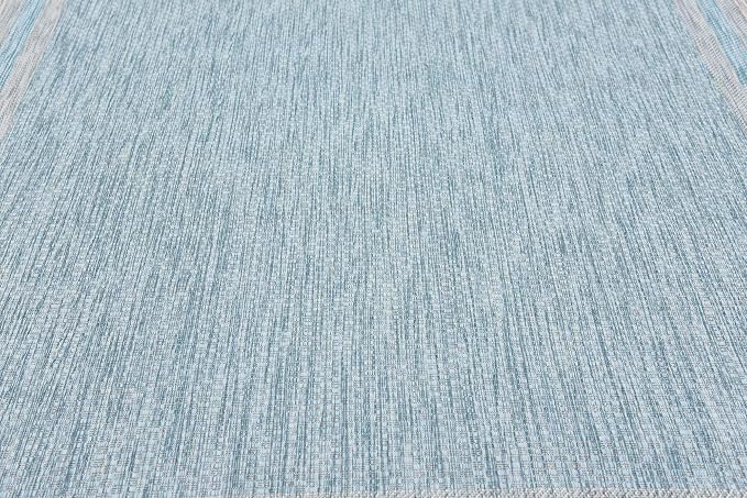 Unique Loom Outdoor Border Collection Area Rug - Soft Border (7' 1" x 10' Rectangle, Aquamarine/ Ivory)