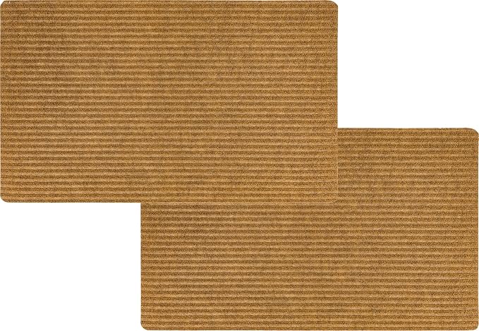 Mohawk Home Utility Floor Mat Solid Tan Beige (1'6" x 2'6" (2 Pack)) Perfect for Garage, Entryway, Porch, and Laundry Room