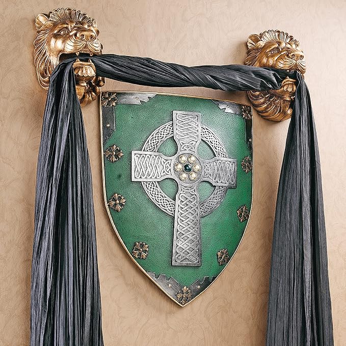 Design Toscano CL41032 Celtic Cross Warriors Shield Medieval Decor Wall Sculpture, 18 Inch, Single