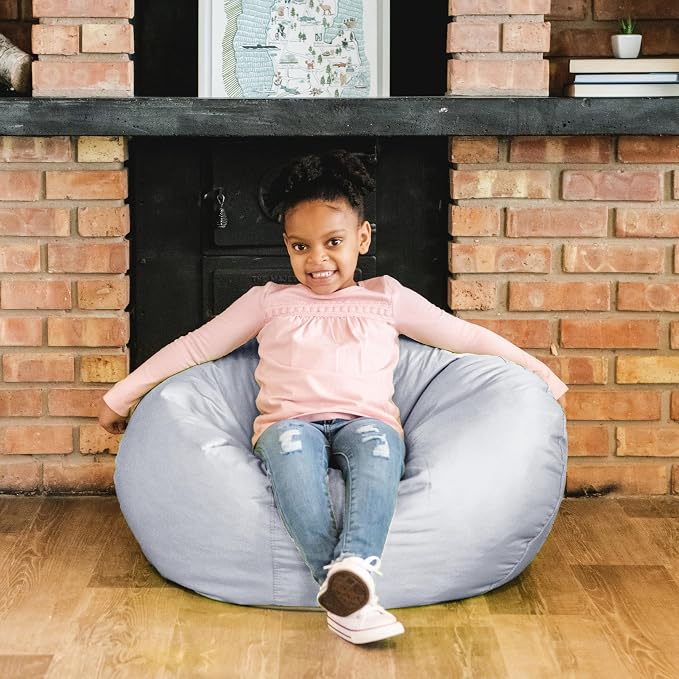 Big Joe Classic Bean Bag Chair for Kids Bedroom and Reading Nook, Easy-Clean Gray, Durable Nylon Polyester Blend, 2 feet Refillable | 2 feet, Smartmax Fabric, Polystyrene Bean Filled, Refillable, Nylon Polyester, Safe for Kids Ages 3+, Supports Up to 2...